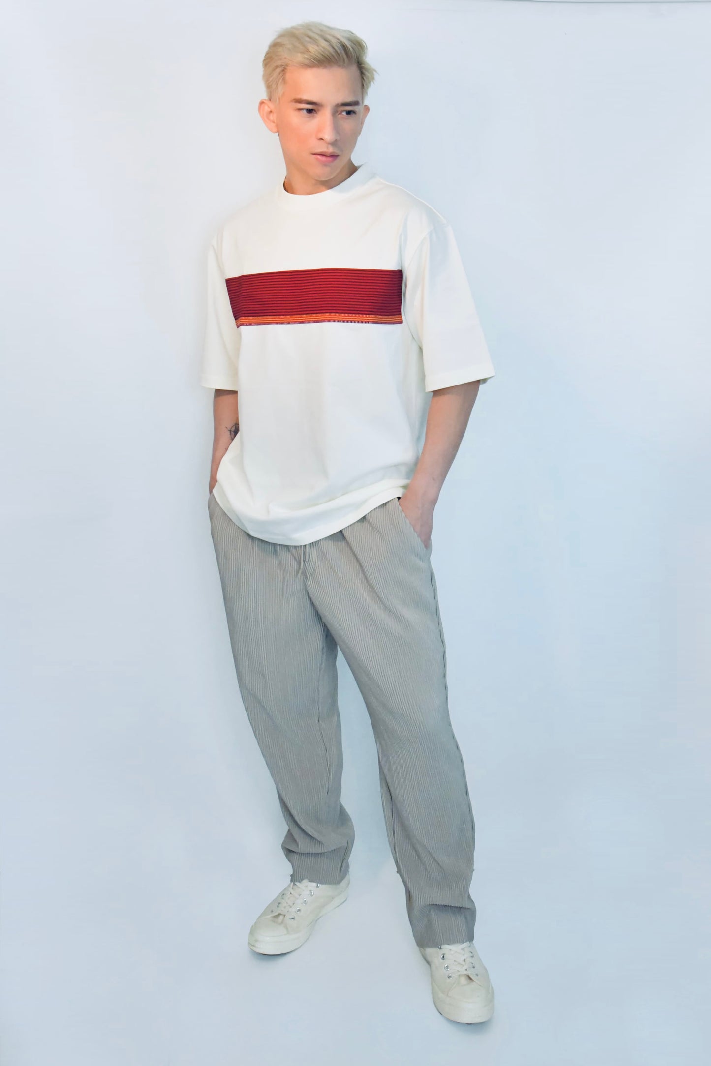 Everyday Edit Beige | Red & Orange Stripe