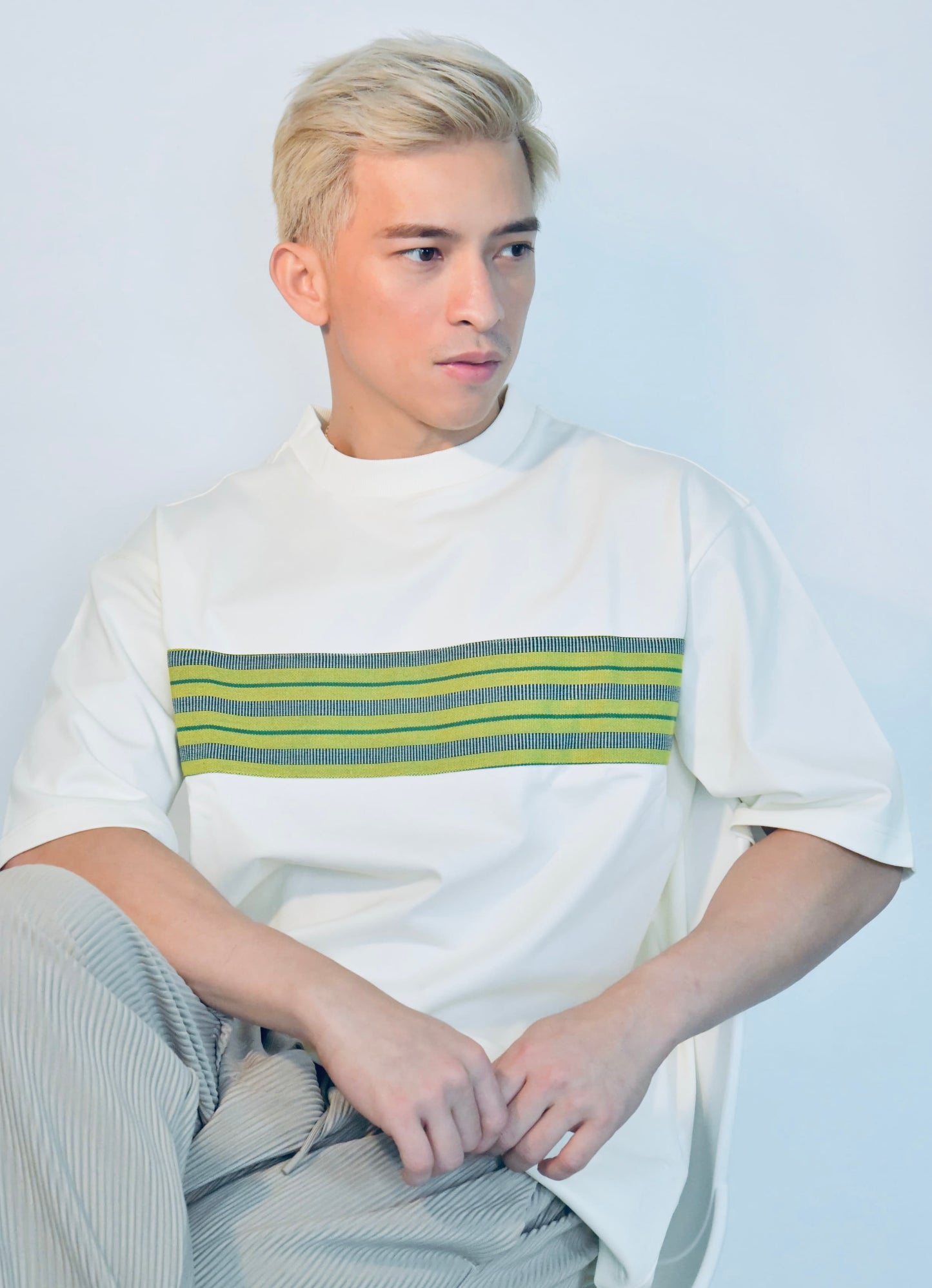 Everyday Edit Beige | Handwoven Yellow & Green Stripe