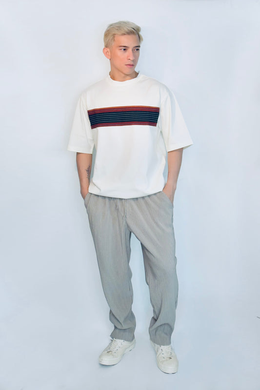 Everyday Edit Beige | Handwoven Red & Black Stripe