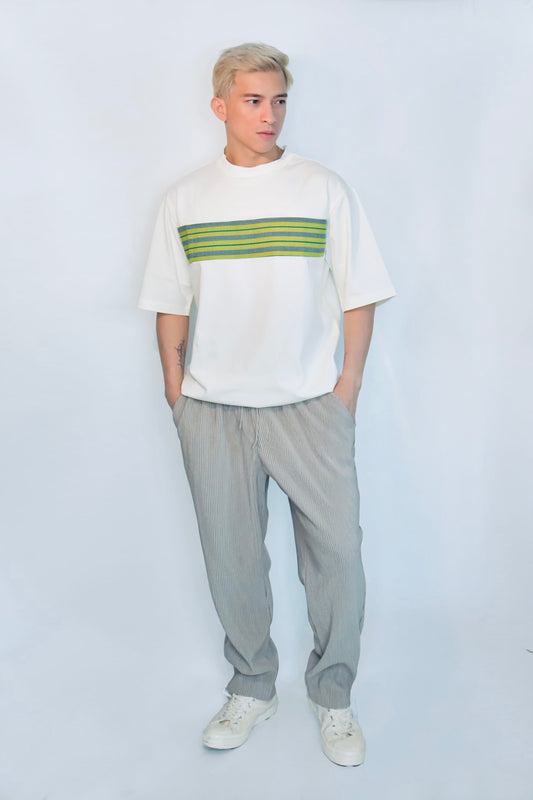 Everyday Edit Beige | Handwoven Yellow & Green Stripe